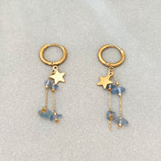 Five-pointed Star Light Blue Gravel Earrings