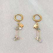 Five-pointed Star White Gravel Earrings