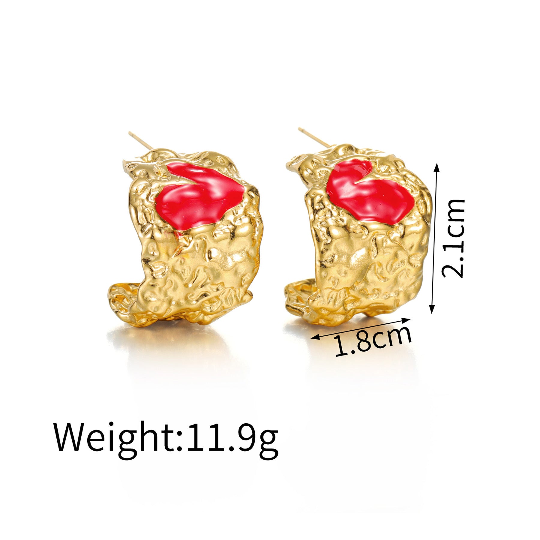 Stainless Steel Heart-shaped Oil Drop Earrings Simple Irregular Folded Earrings