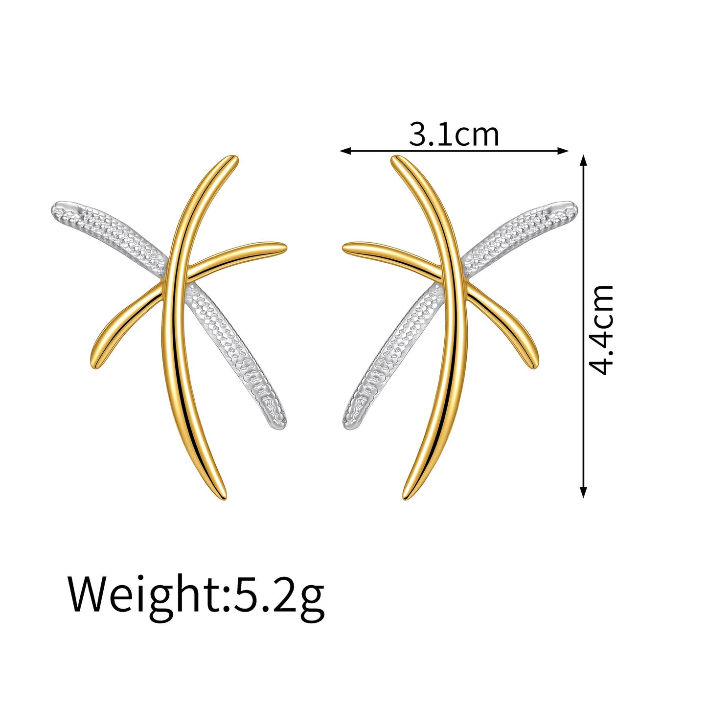 Vintage Stainless Steel Two-tone Cross-shaped Earrings Geometric Line Ear Jewelry Rubber Inlaid Accessories