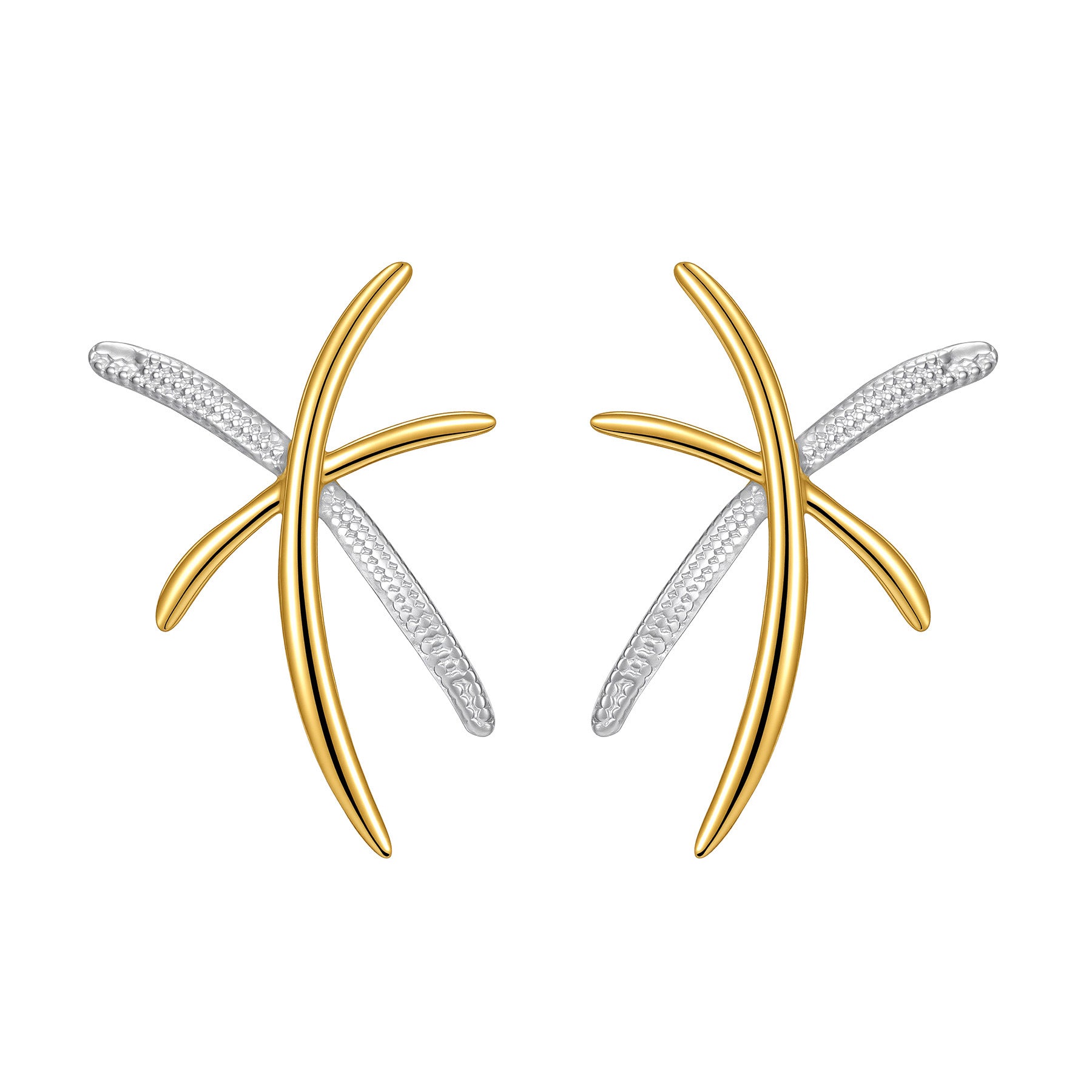 Vintage Stainless Steel Two-tone Cross-shaped Earrings Geometric Line Ear Jewelry Rubber Inlaid Accessories