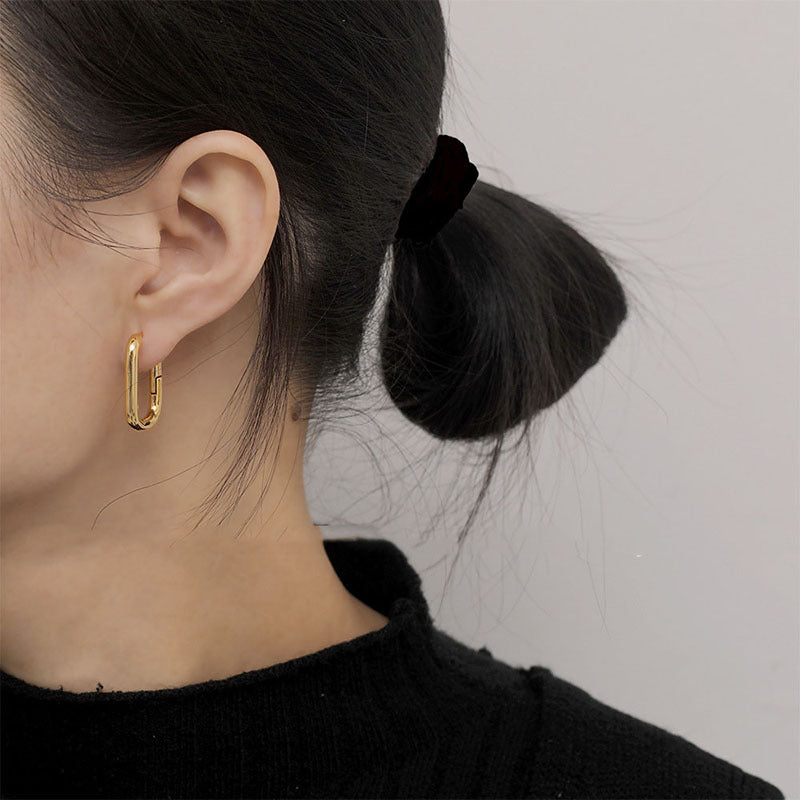 New Style U Shape Earrings For Elegant Looks, Available In Golden Color With Unique Geometric Design