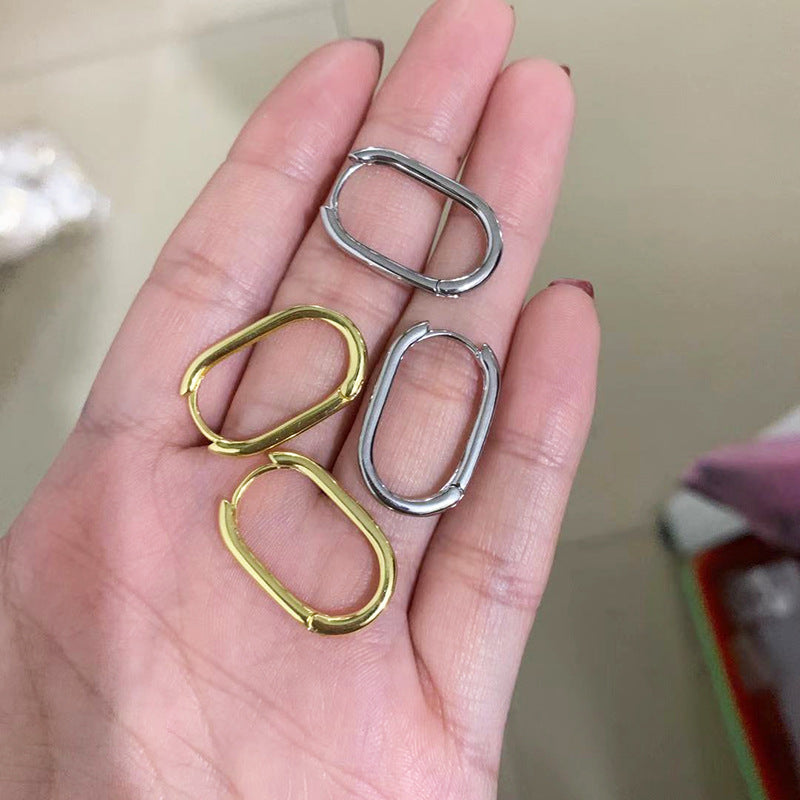 New Style U Shape Earrings For Elegant Looks, Available In Golden Color With Unique Geometric Design