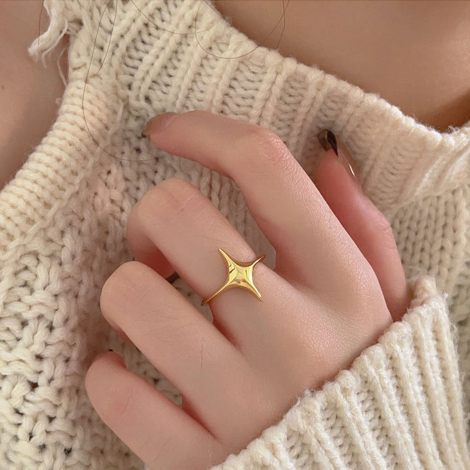 Rhombus Pattern Alloy Ring With Brushed Finish In Silver, 1 Piece