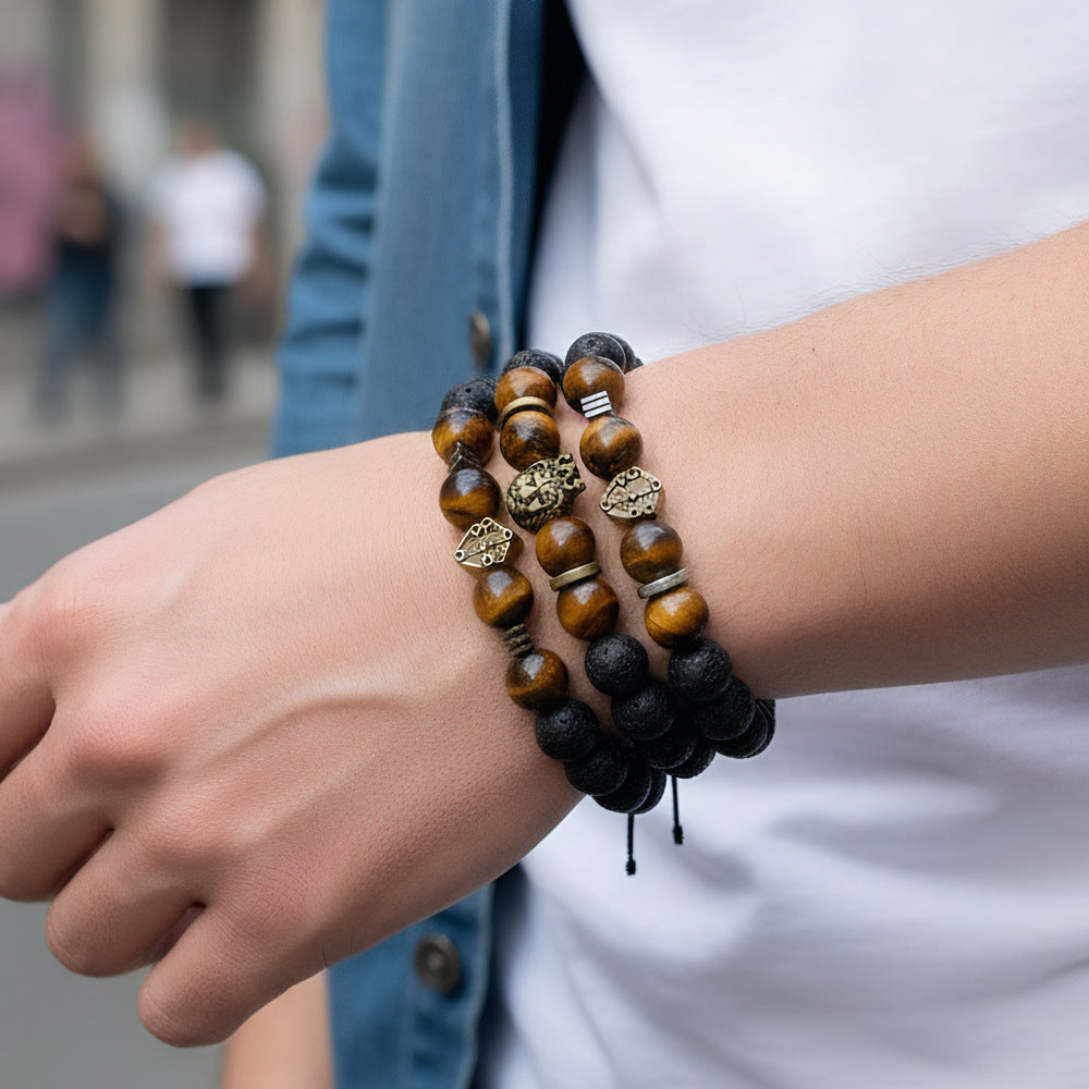 Beaded Retro Bracelets For Men In Gold And Silver, Stylish And Unique Accessories