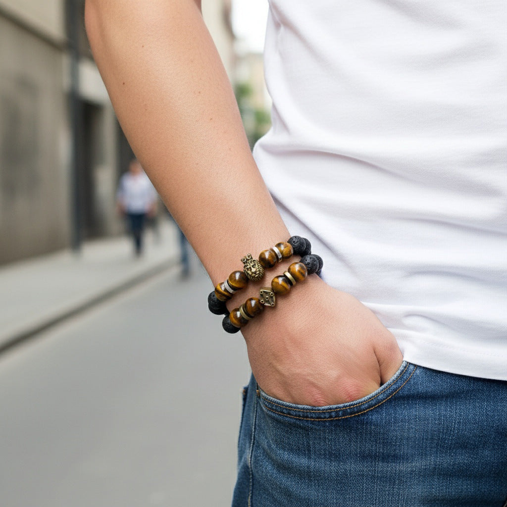 Beaded Retro Bracelets For Men In Gold And Silver, Stylish And Unique Accessories