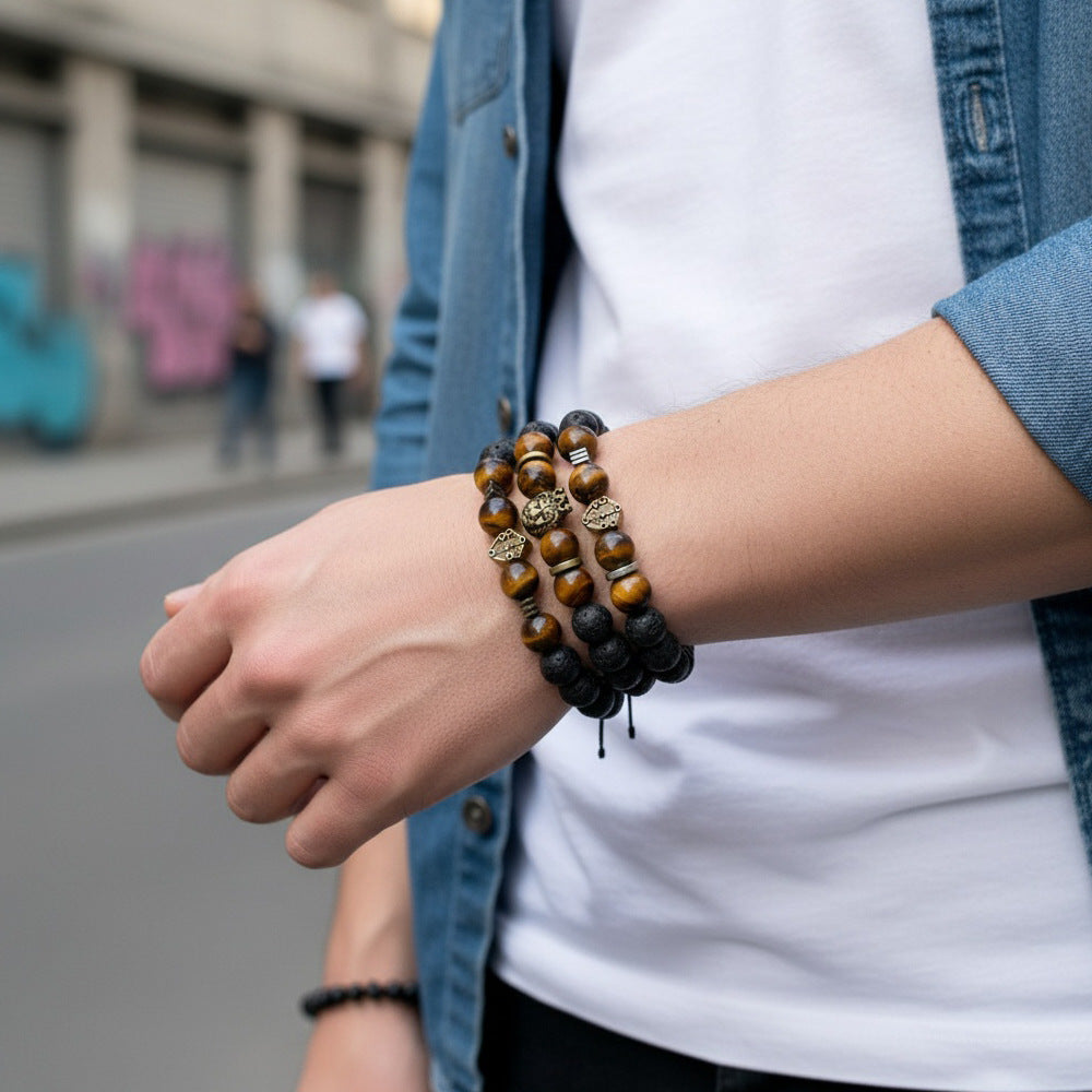 Beaded Retro Bracelets For Men In Gold And Silver, Stylish And Unique Accessories