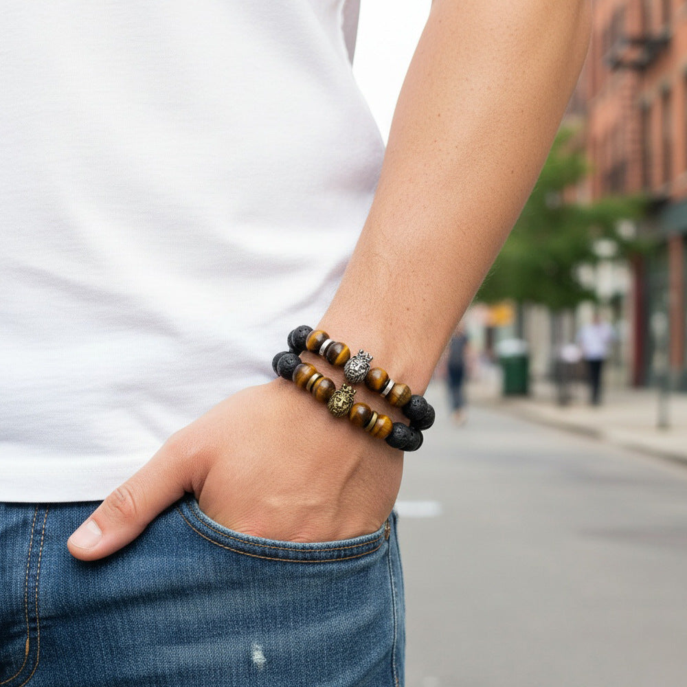 Beaded Retro Bracelets For Men In Gold And Silver, Stylish And Unique Accessories