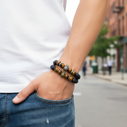 Beaded Retro Bracelets For Men In Gold And Silver, Stylish And Unique Accessories