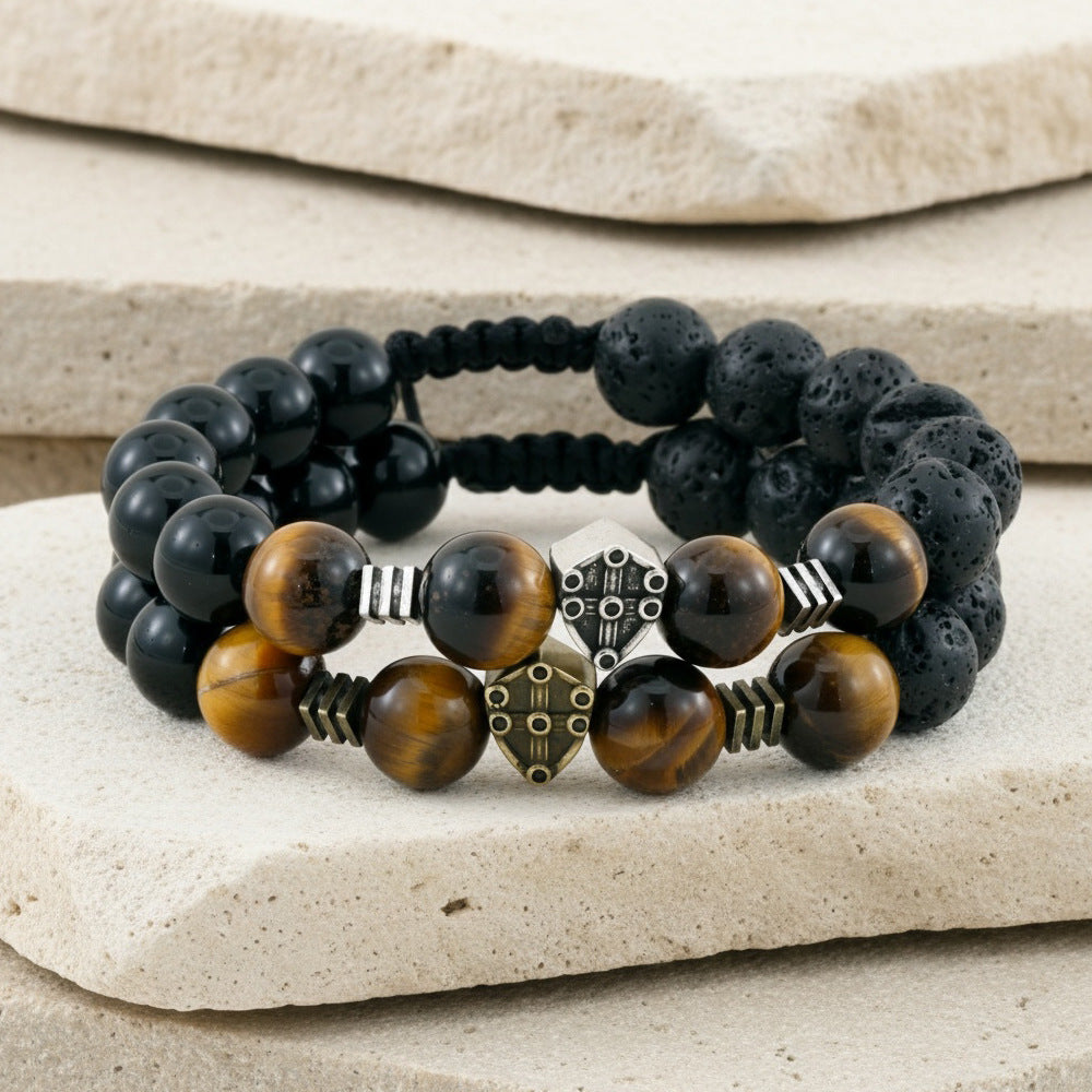 Beaded Retro Bracelets For Men In Gold And Silver, Stylish And Unique Accessories