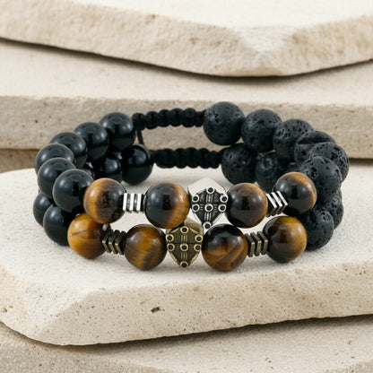 Beaded Retro Bracelets For Men In Gold And Silver, Stylish And Unique Accessories