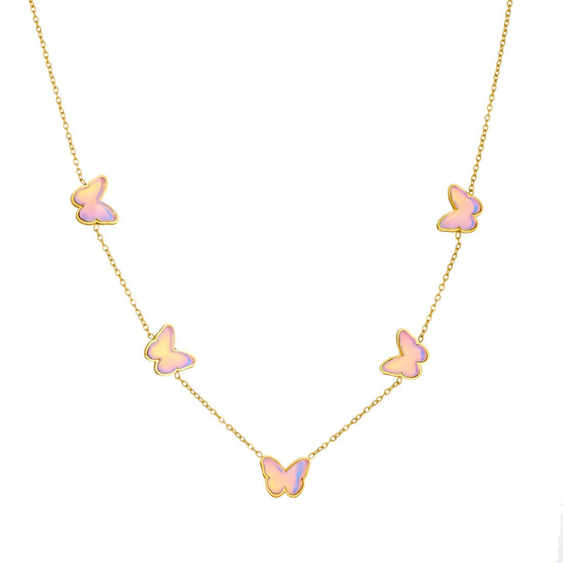 Pink Jewelry Set Featuring Elegant Butterfly Pattern For Stylish Wear