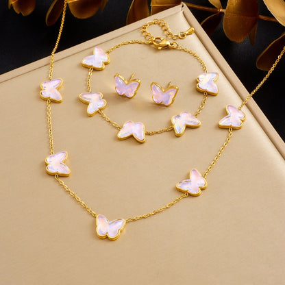 Pink Jewelry Set Featuring Elegant Butterfly Pattern For Stylish Wear