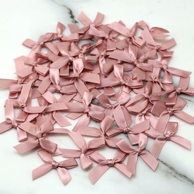 Fresh-Keeping Pink Satin Ribbon Bow Polyester Satin Ribbon Knot Flower DIY Handmade Decoration 50pcs/pack Poly Fiber Knot