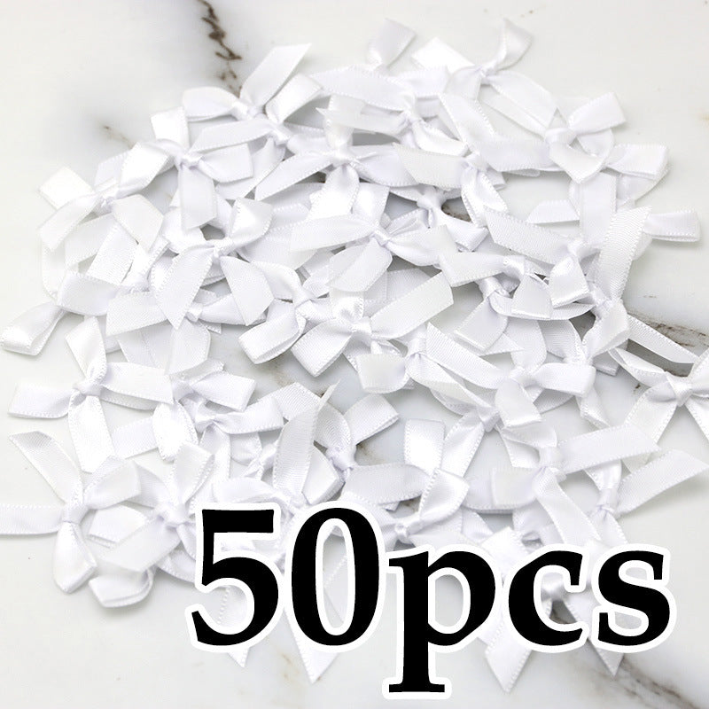 Fresh-Keeping Pink Satin Ribbon Bow Polyester Satin Ribbon Knot Flower DIY Handmade Decoration 50pcs/pack Poly Fiber Knot