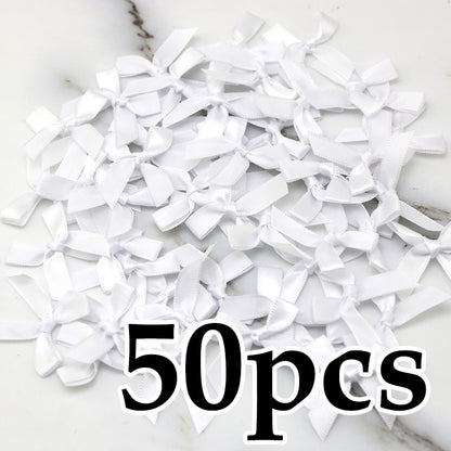 Fresh-Keeping Pink Satin Ribbon Bow Polyester Satin Ribbon Knot Flower DIY Handmade Decoration 50pcs/pack Poly Fiber Knot