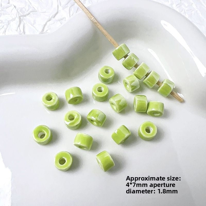 Handmade DIY Ceramic Beads Green Series Round Heart Star Shape Bracelet Accessories Handbag Charms Pendants Craft Supplies