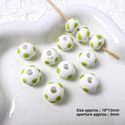 Handmade DIY Ceramic Beads Green Series Round Heart Star Shape Bracelet Accessories Handbag Charms Pendants Craft Supplies