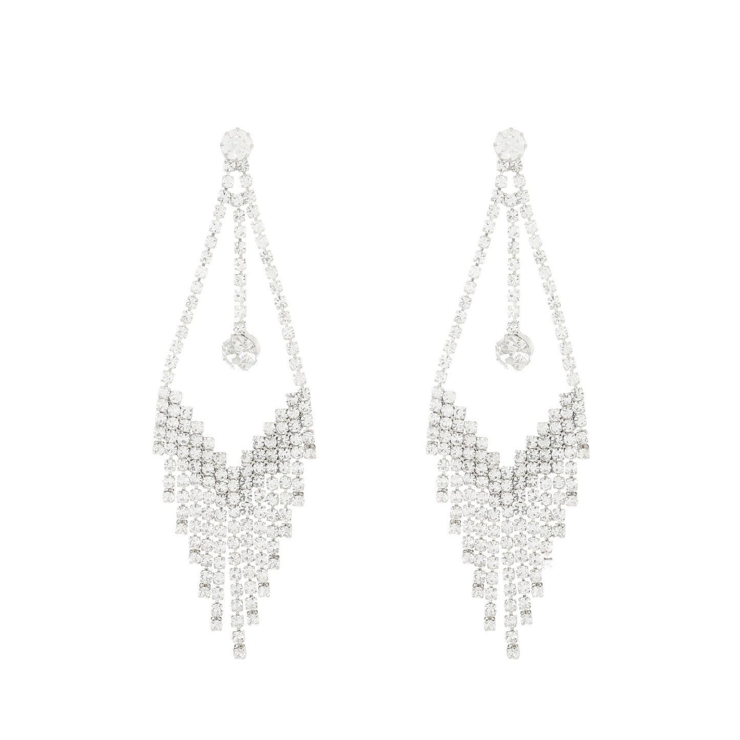 Long Tassel Earrings For Women Super Shiny Butterfly Heart-shaped Rhinestone Pendant Stud Earrings Shiny Jewelry
