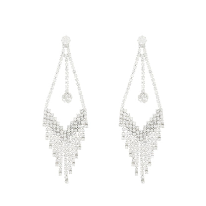 Long Tassel Earrings For Women Super Shiny Butterfly Heart-shaped Rhinestone Pendant Stud Earrings Shiny Jewelry