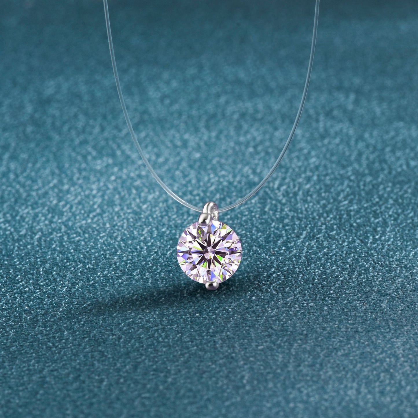 925 Sterling Silver Silver Piece Necklace Moissanite Mermaid Tears Invisible Fish Line Simple Pendant Clavicle Chain Jewelry