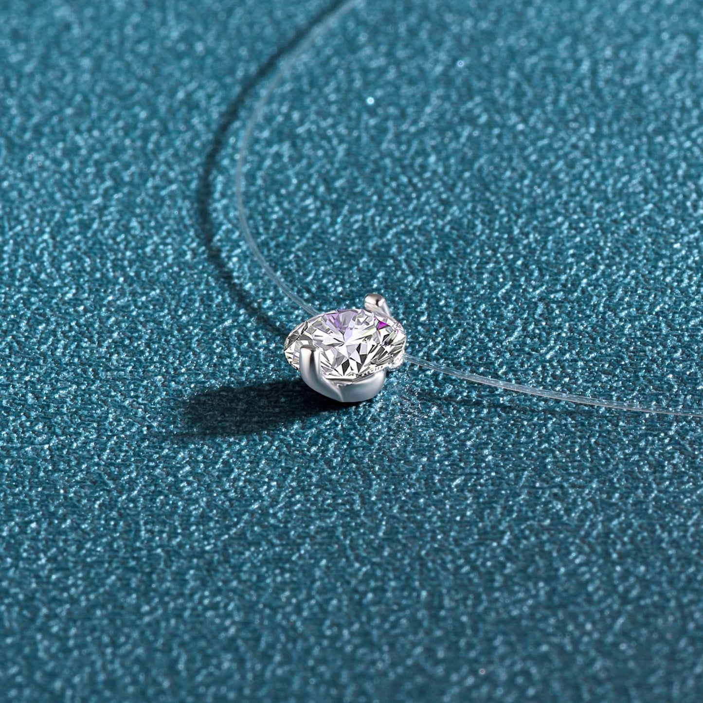 925 Sterling Silver Silver Piece Necklace Moissanite Mermaid Tears Invisible Fish Line Simple Pendant Clavicle Chain Jewelry