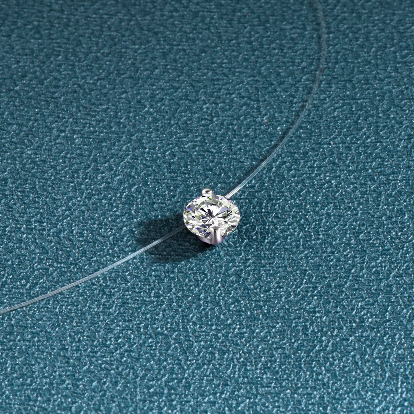 925 Sterling Silver Silver Piece Necklace Moissanite Mermaid Tears Invisible Fish Line Simple Pendant Clavicle Chain Jewelry