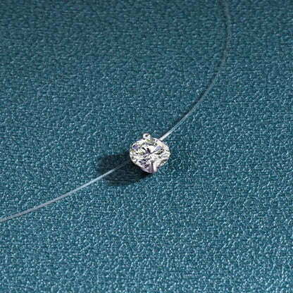 925 Sterling Silver Silver Piece Necklace Moissanite Mermaid Tears Invisible Fish Line Simple Pendant Clavicle Chain Jewelry