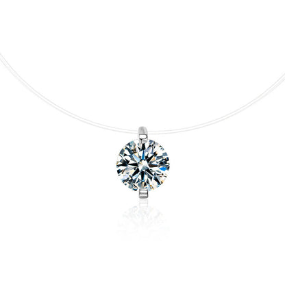 925 Sterling Silver Silver Piece Necklace Moissanite Mermaid Tears Invisible Fish Line Simple Pendant Clavicle Chain Jewelry