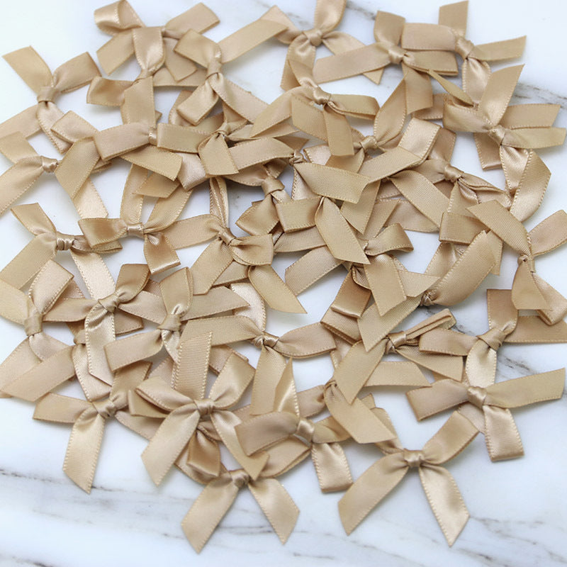 Fresh-Keeping Pink Satin Ribbon Bow Polyester Satin Ribbon Knot Flower DIY Handmade Decoration 50pcs/pack Poly Fiber Knot