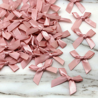 Fresh-Keeping Pink Satin Ribbon Bow Polyester Satin Ribbon Knot Flower DIY Handmade Decoration 50pcs/pack Poly Fiber Knot