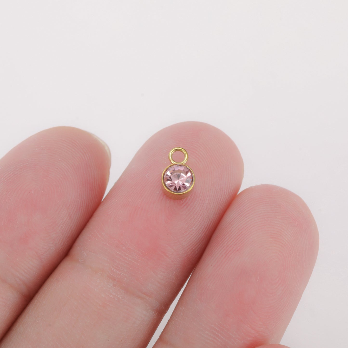 Stainless Steel Single Hole Birthstone Jewelry Accessories DIY Colorful Diamond Inlaid Necklace Bracelet Earrings Pendant