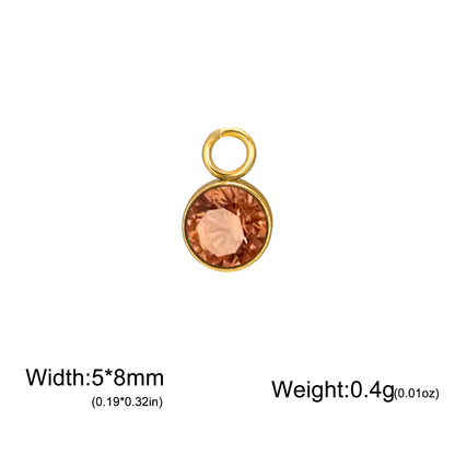 Stainless Steel Single Hole Birthstone Jewelry Accessories DIY Colorful Diamond Inlaid Necklace Bracelet Earrings Pendant