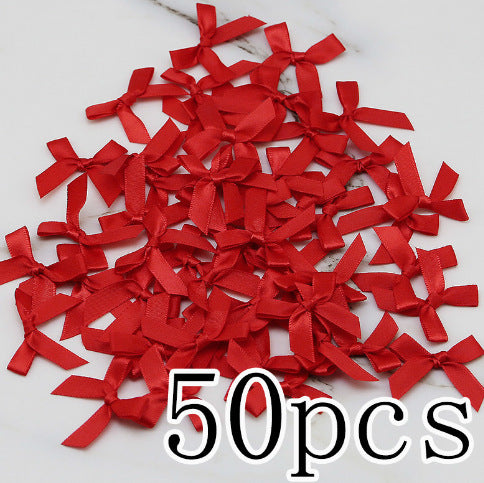 Fresh-Keeping Pink Satin Ribbon Bow Polyester Satin Ribbon Knot Flower DIY Handmade Decoration 50pcs/pack Poly Fiber Knot