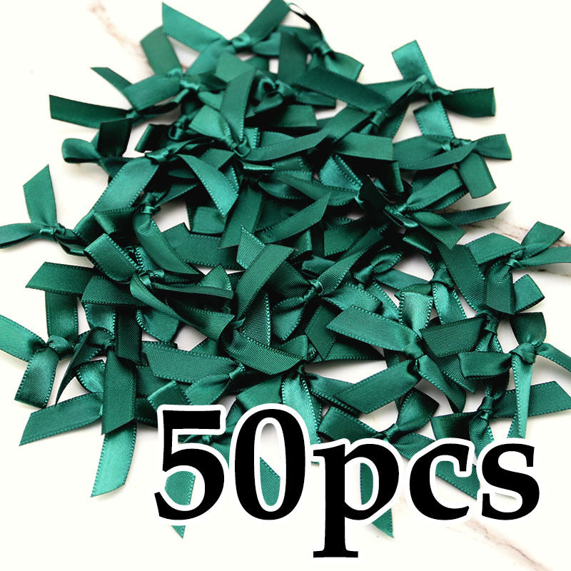 Fresh-Keeping Pink Satin Ribbon Bow Polyester Satin Ribbon Knot Flower DIY Handmade Decoration 50pcs/pack Poly Fiber Knot