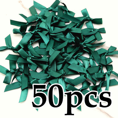 Fresh-Keeping Pink Satin Ribbon Bow Polyester Satin Ribbon Knot Flower DIY Handmade Decoration 50pcs/pack Poly Fiber Knot