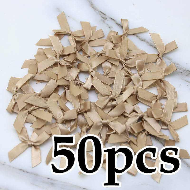Fresh-Keeping Pink Satin Ribbon Bow Polyester Satin Ribbon Knot Flower DIY Handmade Decoration 50pcs/pack Poly Fiber Knot