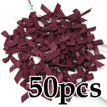 Fresh-Keeping Pink Satin Ribbon Bow Polyester Satin Ribbon Knot Flower DIY Handmade Decoration 50pcs/pack Poly Fiber Knot