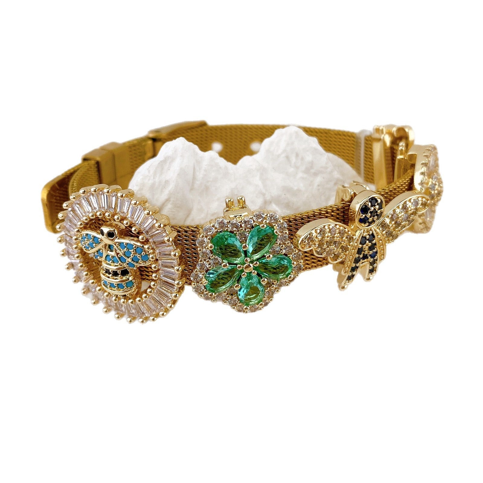 Copper Inlaid Zircon DIY Bracelet Accessories Wristband Free Combination Jewelry