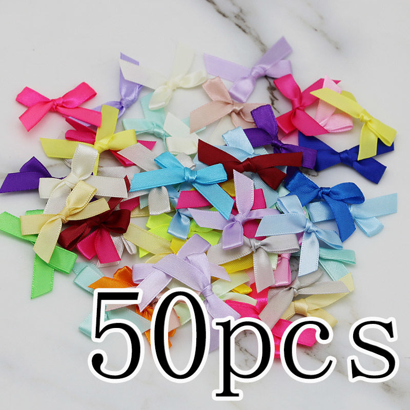 Fresh-Keeping Pink Satin Ribbon Bow Polyester Satin Ribbon Knot Flower DIY Handmade Decoration 50pcs/pack Poly Fiber Knot