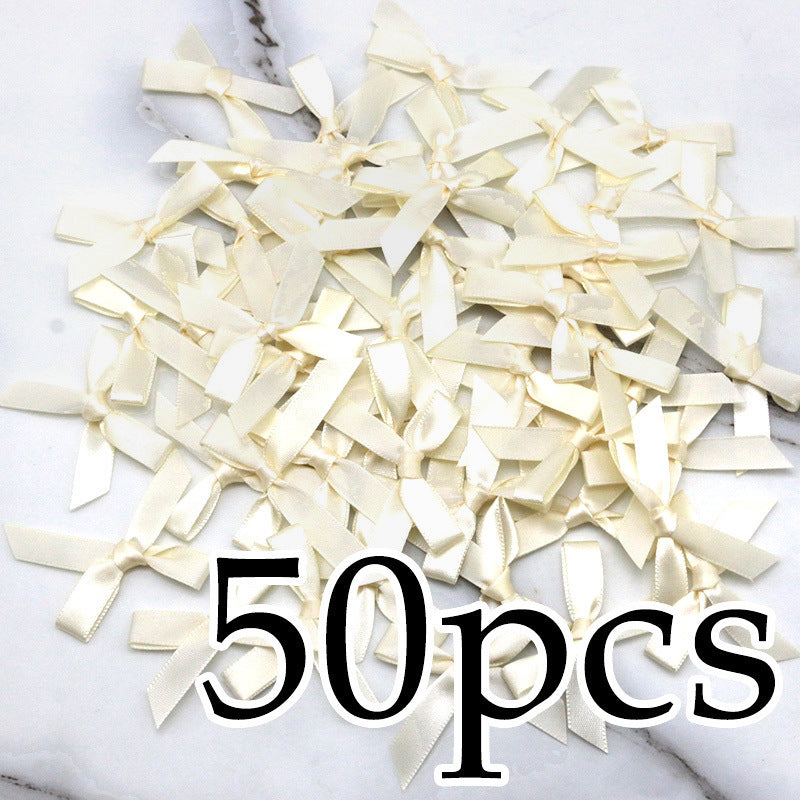 Fresh-Keeping Pink Satin Ribbon Bow Polyester Satin Ribbon Knot Flower DIY Handmade Decoration 50pcs/pack Poly Fiber Knot