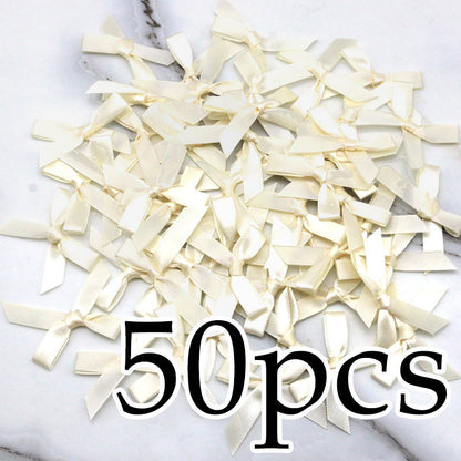 Fresh-Keeping Pink Satin Ribbon Bow Polyester Satin Ribbon Knot Flower DIY Handmade Decoration 50pcs/pack Poly Fiber Knot