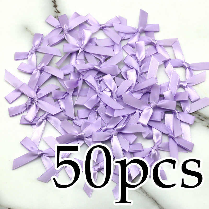 Fresh-Keeping Pink Satin Ribbon Bow Polyester Satin Ribbon Knot Flower DIY Handmade Decoration 50pcs/pack Poly Fiber Knot