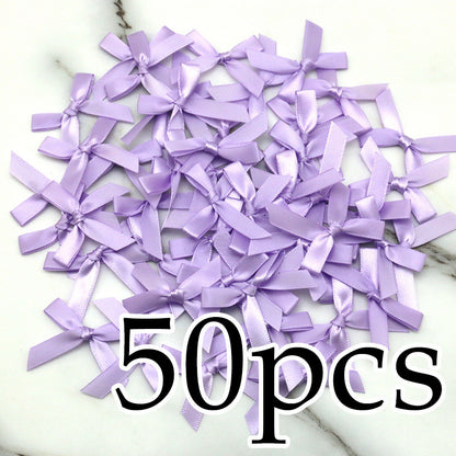 Fresh-Keeping Pink Satin Ribbon Bow Polyester Satin Ribbon Knot Flower DIY Handmade Decoration 50pcs/pack Poly Fiber Knot