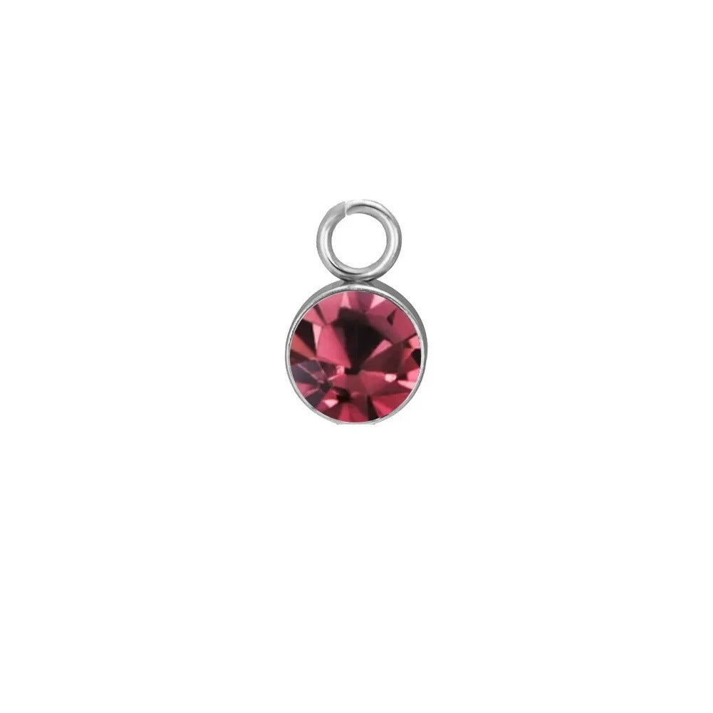 Stainless Steel Single Hole Birthstone Jewelry Accessories DIY Colorful Diamond Inlaid Necklace Bracelet Earrings Pendant