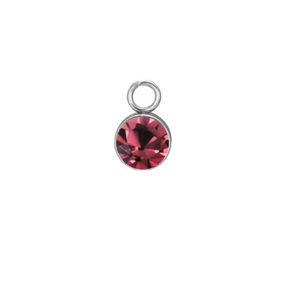 Stainless Steel Single Hole Birthstone Jewelry Accessories DIY Colorful Diamond Inlaid Necklace Bracelet Earrings Pendant