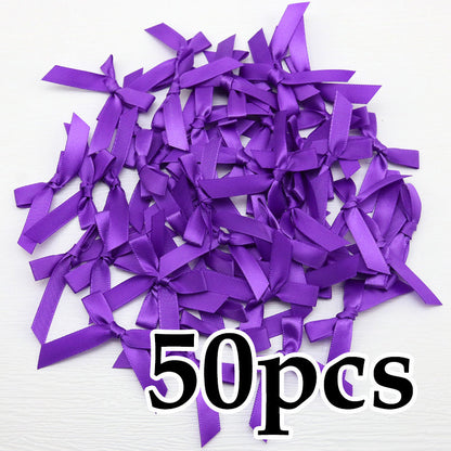 Fresh-Keeping Pink Satin Ribbon Bow Polyester Satin Ribbon Knot Flower DIY Handmade Decoration 50pcs/pack Poly Fiber Knot