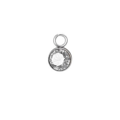Stainless Steel Single Hole Birthstone Jewelry Accessories DIY Colorful Diamond Inlaid Necklace Bracelet Earrings Pendant