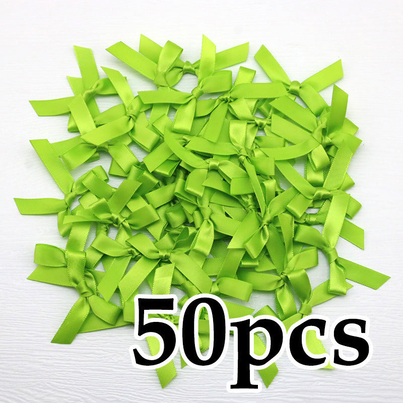 Fresh-Keeping Pink Satin Ribbon Bow Polyester Satin Ribbon Knot Flower DIY Handmade Decoration 50pcs/pack Poly Fiber Knot