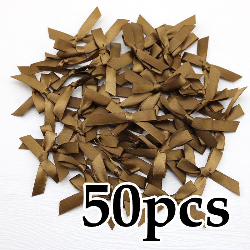 Fresh-Keeping Pink Satin Ribbon Bow Polyester Satin Ribbon Knot Flower DIY Handmade Decoration 50pcs/pack Poly Fiber Knot
